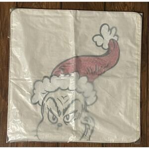 Pottery Barn Teen Holiday The Grinch Pillow Cover Face Sequin Sofa Toss 18" Sq